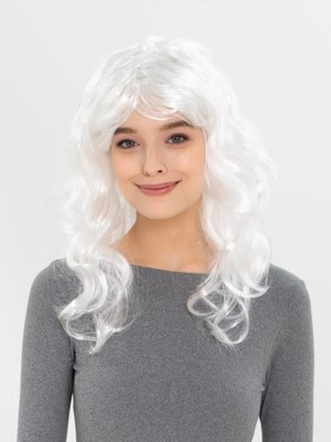 Ett Beyaz Renk Kahküllü Dalgalı Uzun Parti Peruğu