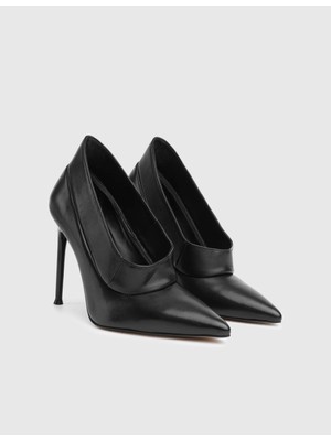 İLVİ Faye Hakiki Deri Siyah Kadın Topuklu Ayakkabı