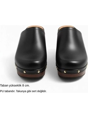 Ne&Ve Shoes Deri Hafif Tabanlı Kadın Takunya Terlik