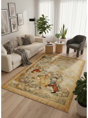 İstinye Halı Arte KD008 Kedi Desenli Pati Dostu Hayvanseverler Için Dekoratif Halı