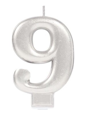 Ett 9 Rakamı Mum Gümüş Renk