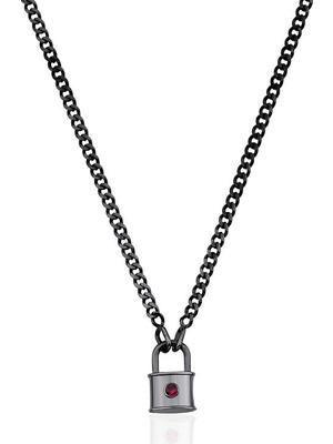 Makdis Pırlanta 0.10 Karat Yakut Kilit Erkek Pırlanta Kolye