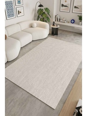 Artloop Dize Vizon/krem Kaydırmaz Taban, Robot Süpürgeye Uyumlu Kolay Temizlenebilir Mutfak, Koridor Halısı Rp 90