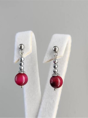 Home Doğaltaş Pembe Kaplangözü ve Hematit Çelik Küpe