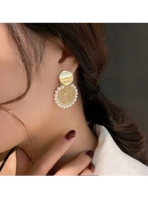 Trendy Chic Inci Detaylı Gold Küpe