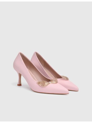 İLVİ Dyra Hakiki Deri Pembe Kadın Topuklu Ayakkabı