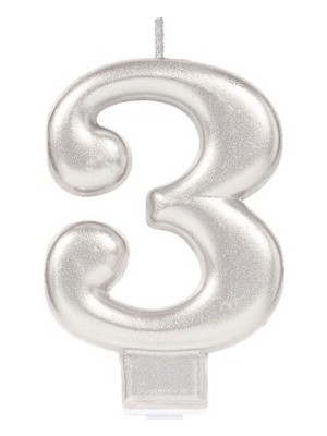 Ett 3 Rakamı Mum Gümüş Renk