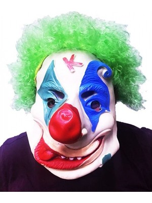 Ett Yeşil Afro Peruklu Palyaço Maske