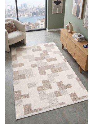 Artloop Messa Vizon/krem Robot Süpürgeye Uyumlu Kolay Temizlenebilir Oturma Odası, Koridor, Yatak Odası Halısı Rp 83