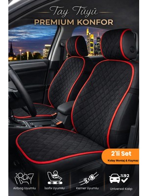 E-BİZ Oto Koltuk Kılıfı Tay Tüyü Tam Koruma Minder 2'li Ön – Terletmez,kaymaz,su Geçirmez,airbag Uyumlu