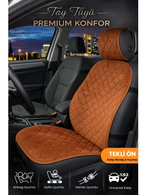 E-BİZ Oto Koltuk Kılıfı Tay Tüyü 4 Katmanlı Minder Tekli Ön – Terletmez,kaymaz,su Geçirmez,airbag Uyumlu