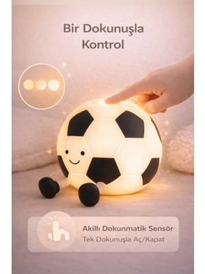 FaroxTech Minik Şampiyonlar Futbol Topu LED Gece Lambası - Şarjlı ve Dokunmatik