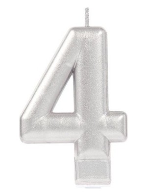 Ett 4 Rakamı Mum Gümüş Renk
