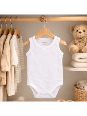 Angeltouch %100 Pamuklu Kız Erkek Bebek Body Basic Bisiklet Yaka Askılı Penye Zıbın Atletunisex