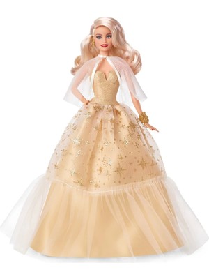 Barbie 2023 Mutlu Yıllar Bebeği HJX04 Altın Renkli Yıldız Desenli Eğlenceli Model Bebek