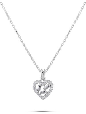 Makdis Pırlanta 0.15 Karat Baget Kalp Pırlanta Kolye