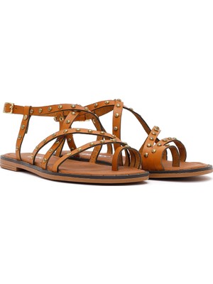 Derimod Kadın Taba Tokalı Deri Bodrum Sandalet 26SFD333418