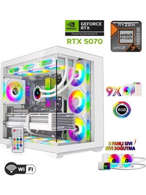 Apphirex Prime W79 Ryzen 7 9800X3D 32GB Ddr5 6000MHZ Ram 1tb M2 SSD RTX5070 12GB 240MM Beyaz Sıvı Soğutmalı Masaüstü Oyuncu Bilgisayarı