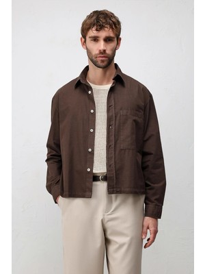 Antioch Kahve Boxy Fit Erkek Gömlek