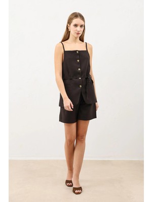 Antioch Kahve Pileli Kadın Şort