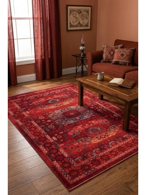 GÜLCEM HOME Buhari Afgan, Geleneksel Etnik Desenli  Salon ve Oturma Odası Halısı