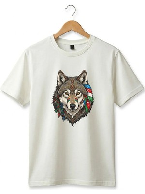 Widi Kurt Turan Baskılı Türk Devletleri Tasarımlı Bozkurt ve Ay Yıldız Basic Regular Fit T-Shirt