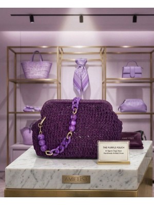 Atlasın Evreni El Örgüsü Renkli Çanta Mor - Standart