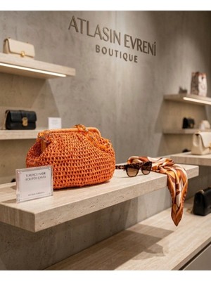 Atlasın Evreni El Örgüsü Renkli Çanta Turuncu - Standart