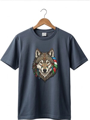 Widi Kurt Turan Baskılı Türk Devletleri Tasarımlı Bozkurt ve Ay Yıldız Basic Regular Fit T-Shirt