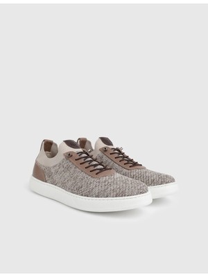 İLVİ Axton Hakiki Triko Deri Bej Erkek Spor Ayakkabı