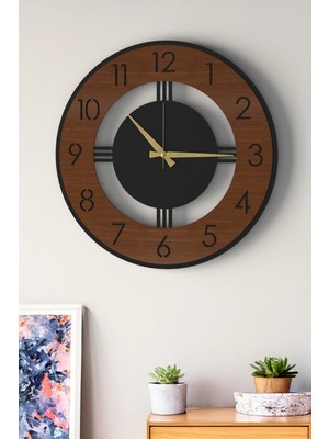 Lupokraft Dekoratif Büyük Boy Ahşap Detaylı Modern Duvar Saati 48CM - Salon Ofis Antre Saati