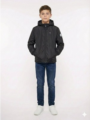 Gamp Erkek Çocuk Kapüşonlu Rüzgar Geçirmez Mevsimlik Mont Yağmurluk