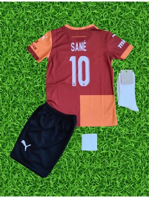 Moda 26 Yeni Sezon Gâlâtâsârây Leroy Sane Sarı Kırmızı Parçalı Çocuk Forması 4'lü Set