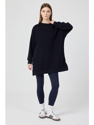 Segnante Kadın Lacivert Bisiklet Yaka Kadın Sweatshirt Tunik