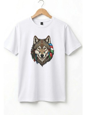 Widi Kurt Turan Baskılı Türk Devletleri Tasarımlı Bozkurt ve Ay Yıldız Basic Regular Fit T-Shirt