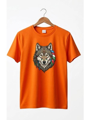 Widi Kurt Turan Baskılı Türk Devletleri Tasarımlı Bozkurt ve Ay Yıldız Basic Regular Fit T-Shirt