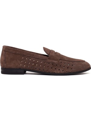 Derimod Kadın Koyu Vizon Süet Deri Loafer 26PFD511810