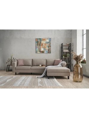 Vivense Kale Serisi Keten L Köşe Koltuk, Krem, Sağ Köşe