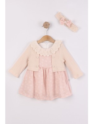 Joy Kids Kız Bebek Bandana Hediyeli Mevsimlik Elbise (6-24AY) (Gül Kurusu)