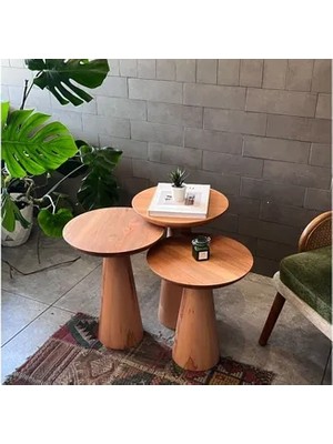 Vivense Zigon Mantar Sehpa Mushroom, Üçlü, Kayın