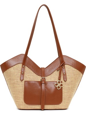 Derimod Kadın Taba Hasır Omuz Çantası 26SBD231014