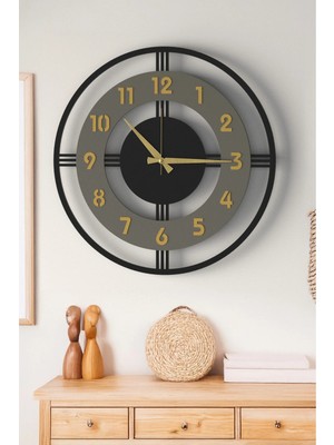 Lupokraft Dekoratif Yeni Modern Mintaka Gold-Gümüş Ayna Rakamlı Ahşap Duvar Saati 48CM