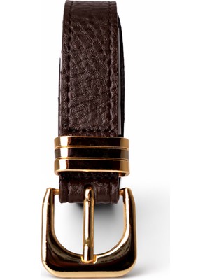 Ecrou Square Belt With Gold Buckle Detail, Brown