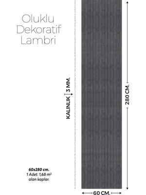 Brano Koyu Kahve Ahşap Desen Duvar Lambiri 60X280 Cm-Kendinden Yapışkanlı