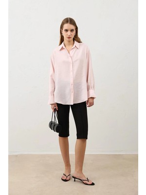 Antioch Pudra Dökümlü Oversize Kadın Gömlek