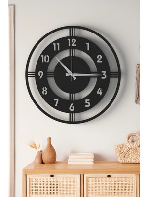 Lupokraft Dekoratif Yeni Modern Mintaka Gold-Gümüş Ayna Rakamlı Ahşap Duvar Saati 48CM