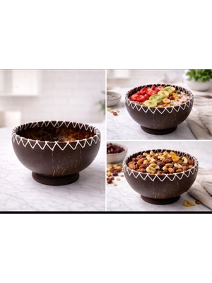 WoodBay Doğal Hindistan Cevizi Kase El Yapımı | Dekoratif & Sunumluk Kase | 11 cm Çap 7.5 cm Yükseklik
