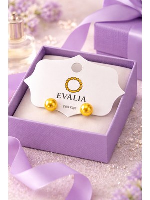 Evalia Hardal Inci Küpe -Inci Top Küpe Paslanmaz Çelik 8mm