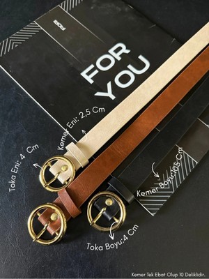 Fiori Yuvarlak Tokalı Kadın Pantolon Kemeri, Ceket Kemeri, Elbise Kemeri, Gömlek Kemeri