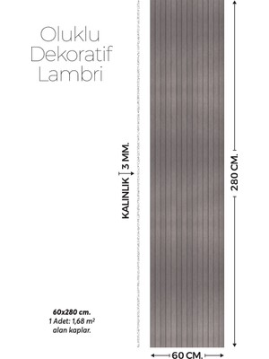 Brano Antrasit Desenli Duvar Lambiri 60X280 Cm-Kendinden Yapışkanlı
